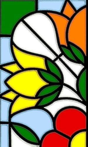 Stained Glass Applique Flower Panel image 1