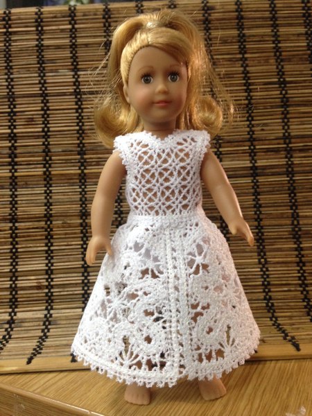 Freestanding Battenberg Lace Dress for a Mini American Girl Doll image 2