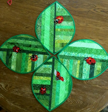 Quilted Placemats with Lady Bug embroidery image 7