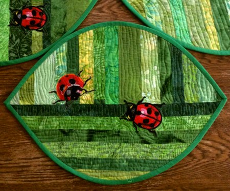 Quilted Placemats with Lady Bug embroidery image 6