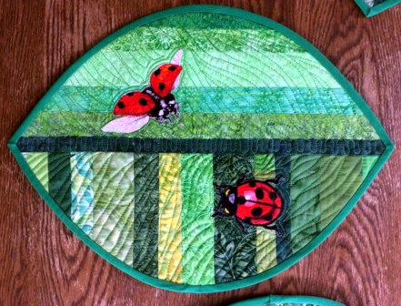 Quilted Placemats with Lady Bug embroidery image 9