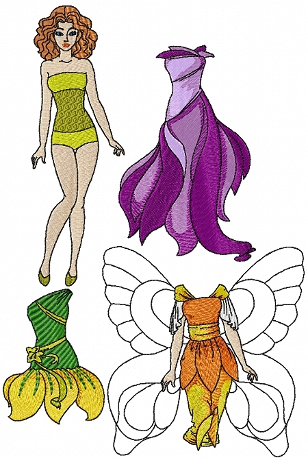 Paper Doll and dresses. Instructions on how to embroider machine embroidery designs image 1