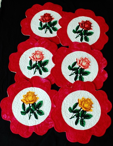 Mother's Day Table Mats with Rose Embroidery image 1