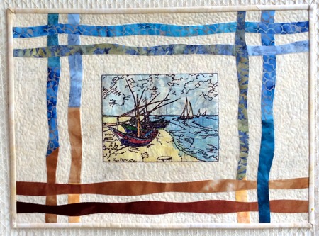 Van Gogh Boats Art Quilt image 1