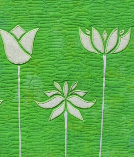 Modern Wall Quilt with Applique Flowers image 6