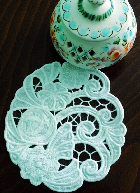 Cutwork Lace Flower Posy Doily image 5