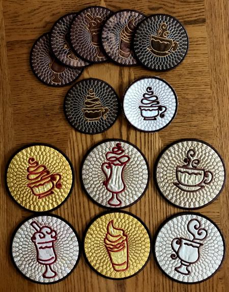 Coffee Coasters-in-the-Hoop. Instructions on how to embroider the designs image 1