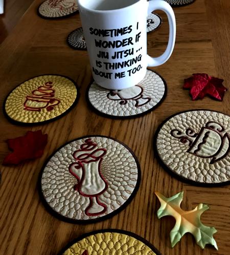 Coffee Coasters-in-the-Hoop. Instructions on how to embroider the designs image 8
