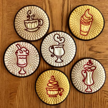 Coffee Coasters-in-the-Hoop. Instructions on how to embroider the designs image 7