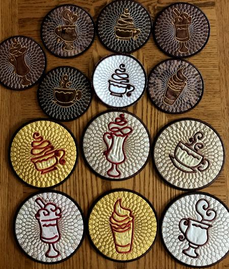 Coffee Coasters-in-the-Hoop. Instructions on how to embroider the designs image 9