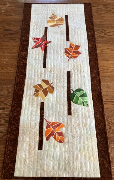 Geometric Leaves Quilted Table Runner