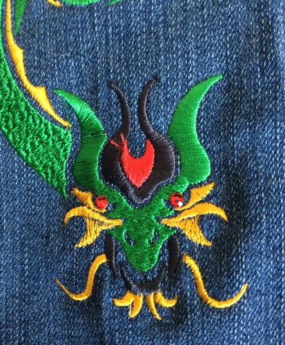 New life of old jeansdragon embroidery image 6