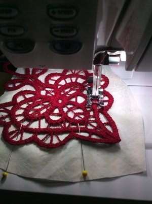 Pincushion with lace stitch-out image 6