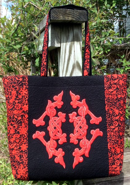 Quilted Tote Bag with Celtic Motif Applique image 1