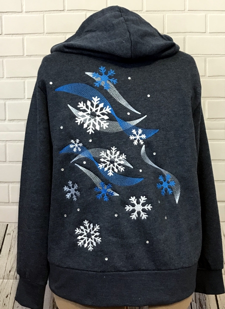 Snowflake Hoodie with Winter Themed Embroidery