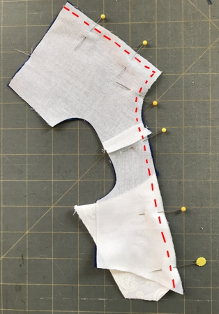 Photo showing the where to make the seam along the edge