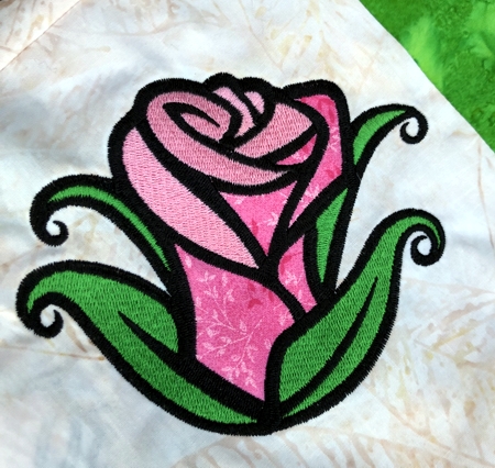 Finished embroidery of the rose