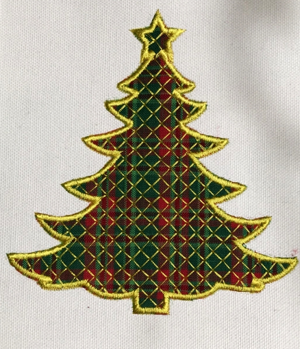 Stitch-out of the Christmas tree applique.