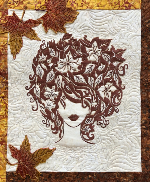 Autumn Girl Art Quilt image 1