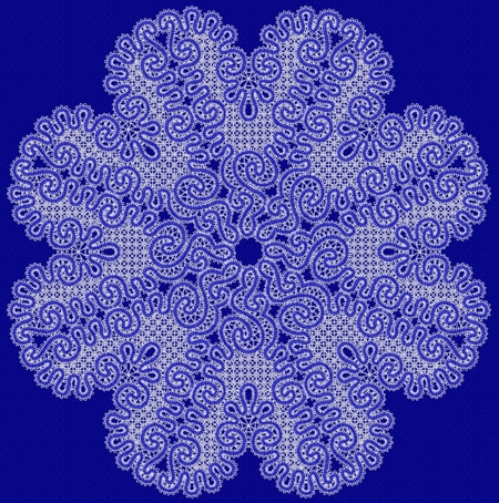 Photo of a doily with 8 stitch-outs of the design.