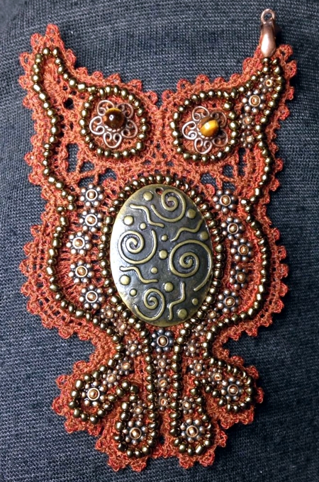 Freestanding Battenberg Lace Owl Motif/Pendant - Advanced Embroidery ...