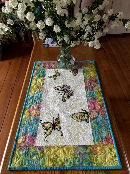 Quilted Table Runner with Butterfly Embroidery image 7