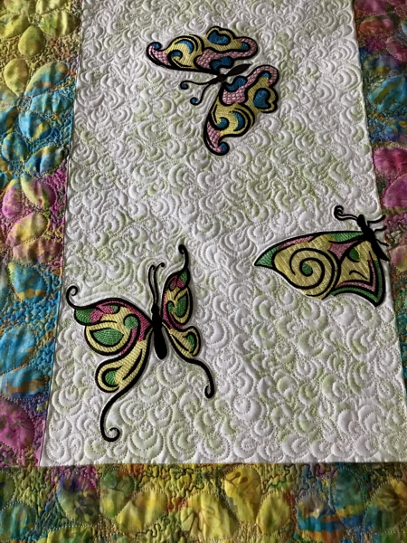 Quilted Table Runner with Butterfly Embroidery image 6
