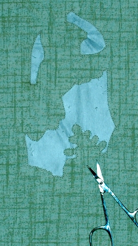 Photo showing where the fabric should be cut out