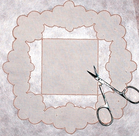 Photo showing where the fabric should be cut out