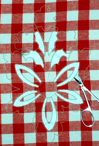 Photo showing where the fabric should be cut out