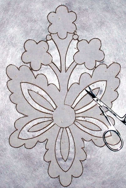 Photo showing where to cut away the fabric.