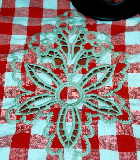 Finished embroidery after the stabizer is washed away.