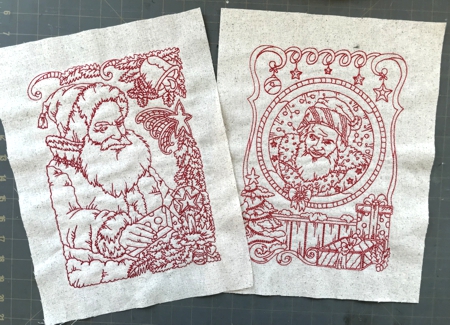 Stitch-outs of 2 designs.