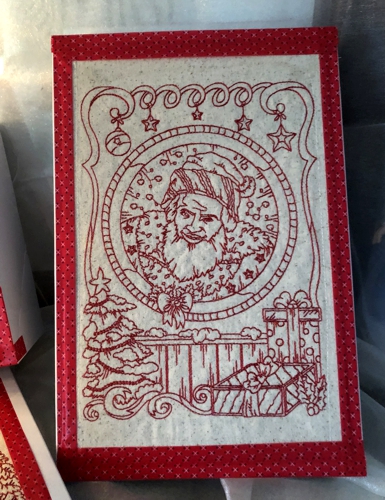 Finished gift box with Santa embroidery.