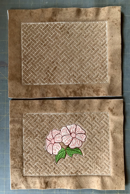 embroidered back and front panels of the purse.
