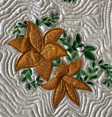 Close-up of the embroidery.