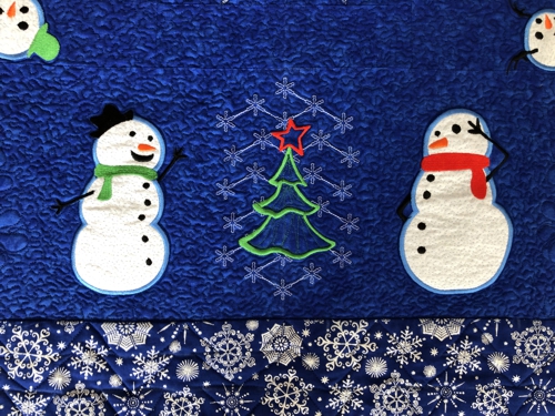Quilted Tabletopper with Snowman Applique image 13