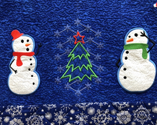 Quilted Tabletopper with Snowman Applique image 16
