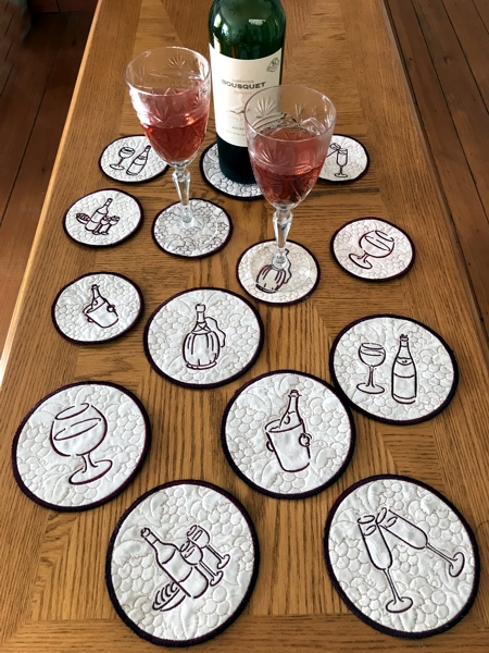 Wine Coasters In-the-Hoop (ITH). Instructions on how to embroider the designs image 1