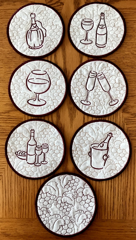 Wine Coasters In-the-Hoop (ITH). Instructions on how to embroider the designs image 2