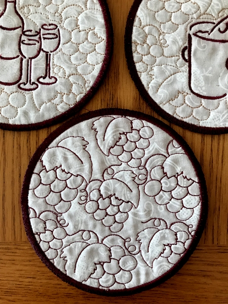 Wine Coasters In-the-Hoop (ITH). Instructions on how to embroider the designs image 7