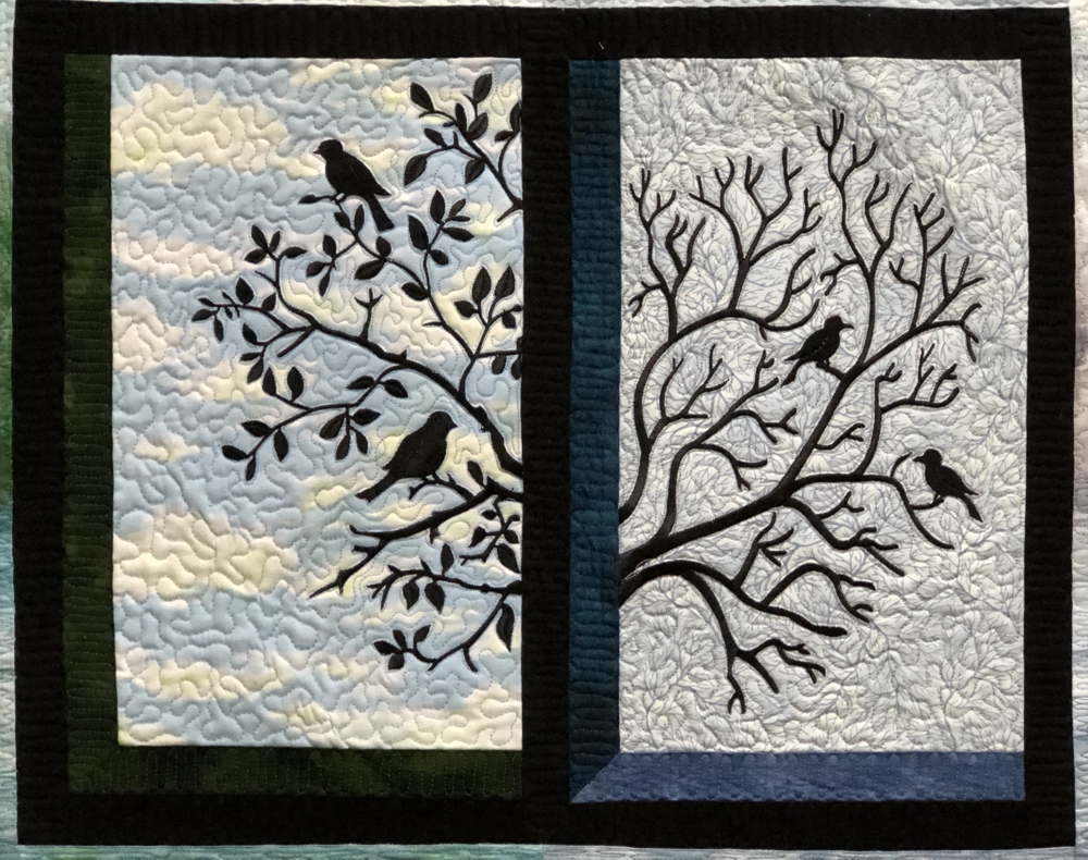 Close-up of the central part of the 2 Season Wall Quilt.