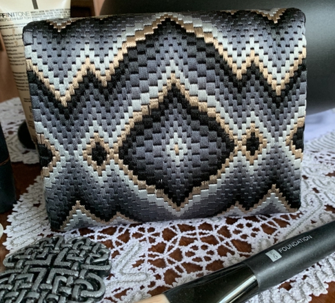 Finished small bargello bag. Back view.