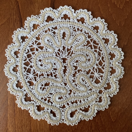Stitch-out of the Battenberg Lace Flower Doily.