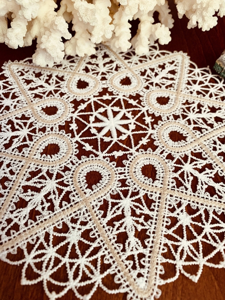 Finished stitch-out of the doily. Close-up.