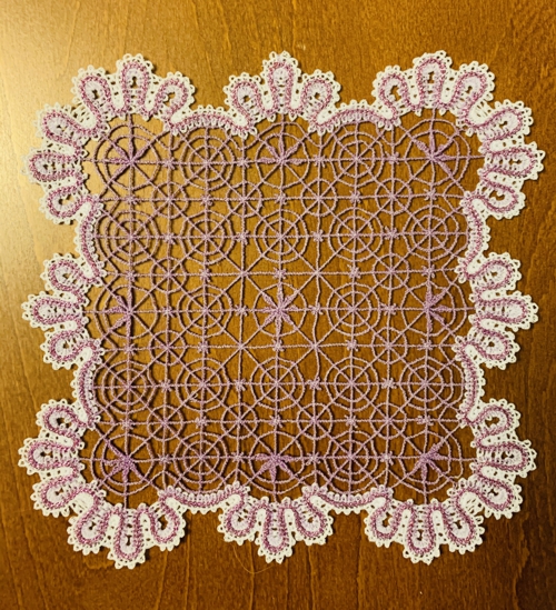 Stitch-out of the doily.