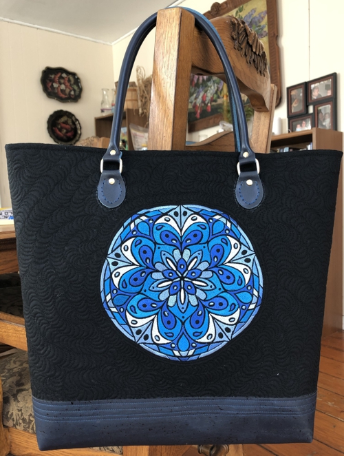 Finished bag with Blue Mandala Embroidery