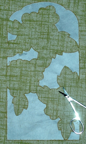 Photo showing the areas where fabric should be cut out.