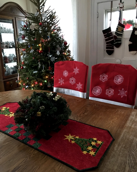 Christmas Chair Covers with snowflake embroidery
