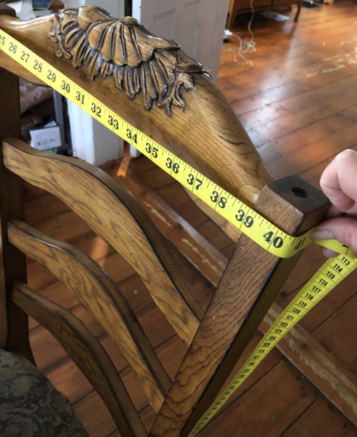 Measure the circumference of the chair back in its widest part.